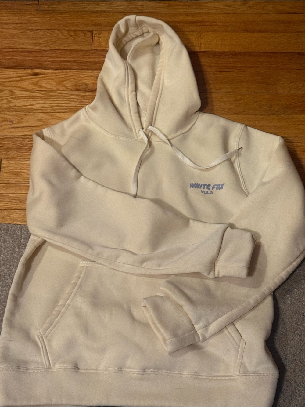 White Fox Boutique Cream Hoodie with Blue Logo - Picture 6 of 9